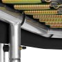 Detailaufnahme: Rahmen, Federn und Schutzrand des schwarzen Salta Trampolin Combo 214x153 cm.