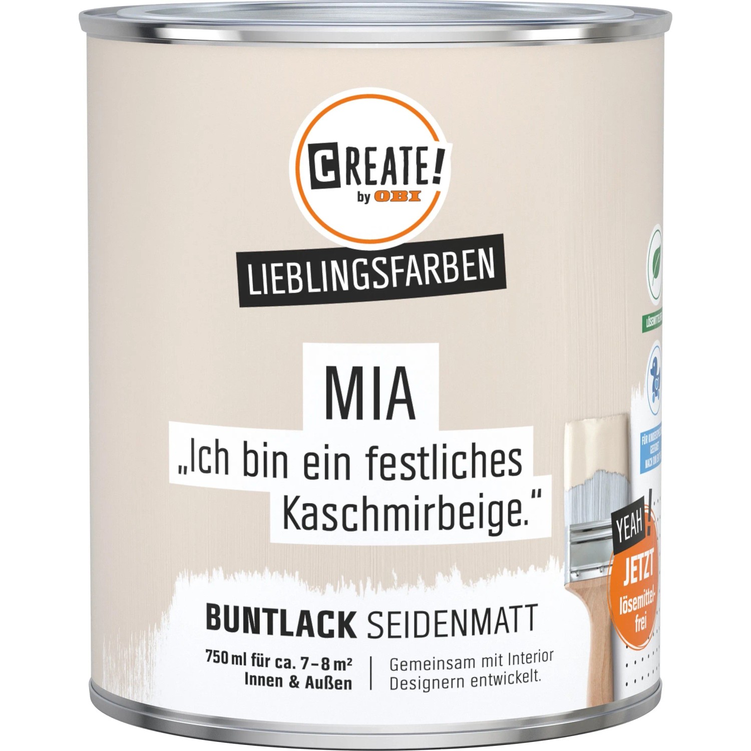 CREATE! by OBI Buntlack Lieblingsfarbe Mia Kaschmirbeige seidenmatt, 0,75 l Dose.