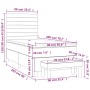 Blaues Boxspringbett 90x200 cm mit Matratze und Bank, Stoffbezug.
