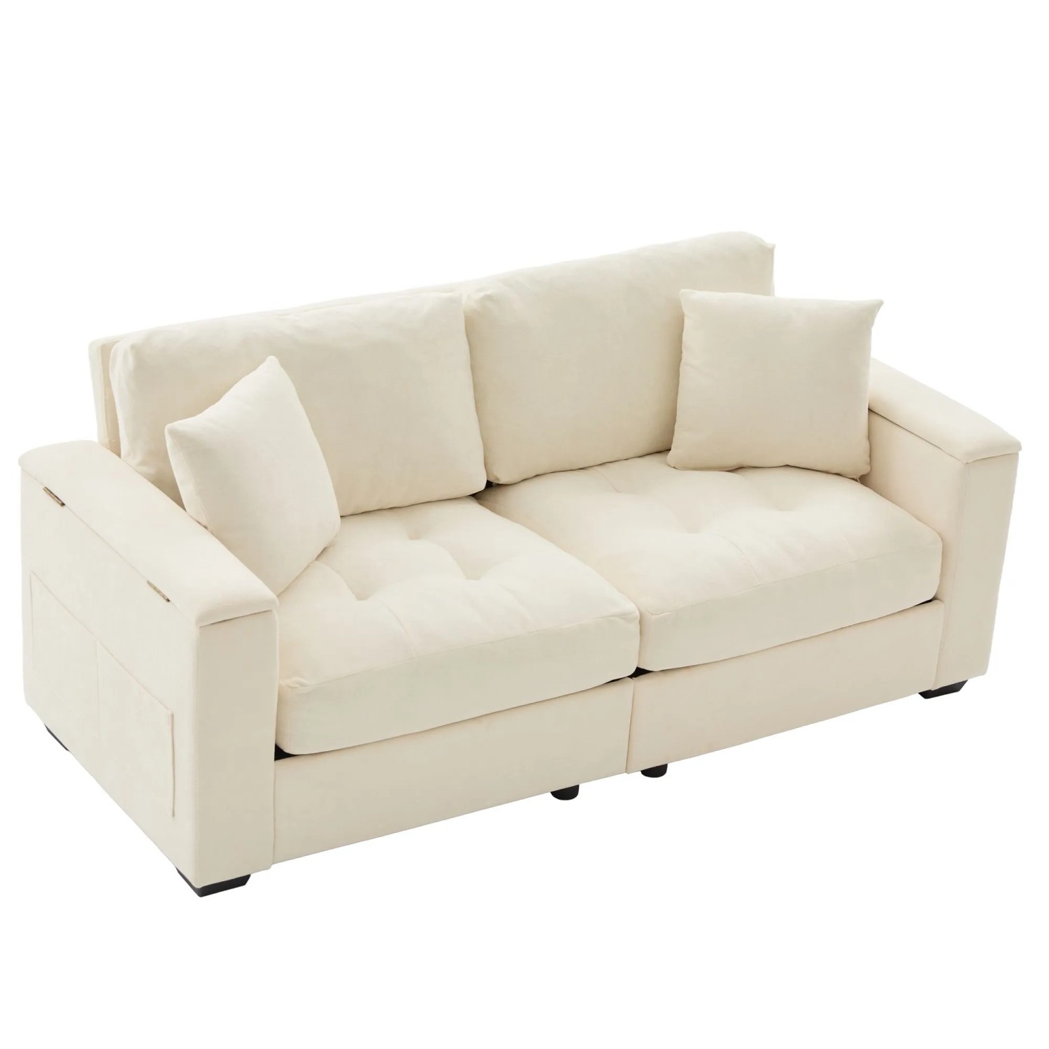 Merax 2 Sitzer Sofa 180 cm Chenille Stauraum Beige