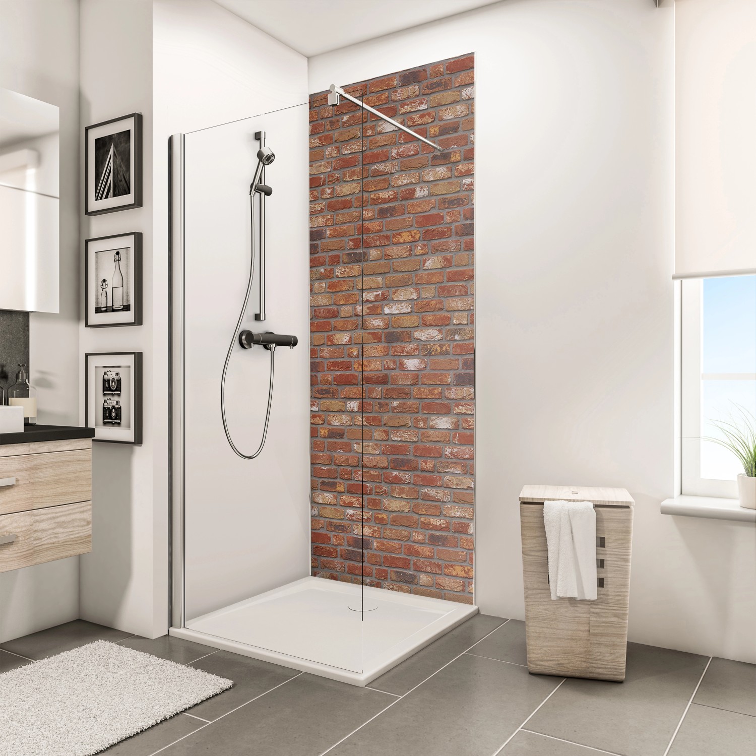 Schulte Duschrückwand Decodesign Dekor Stein Alter Klinker Rot 210 cm x 100 cm