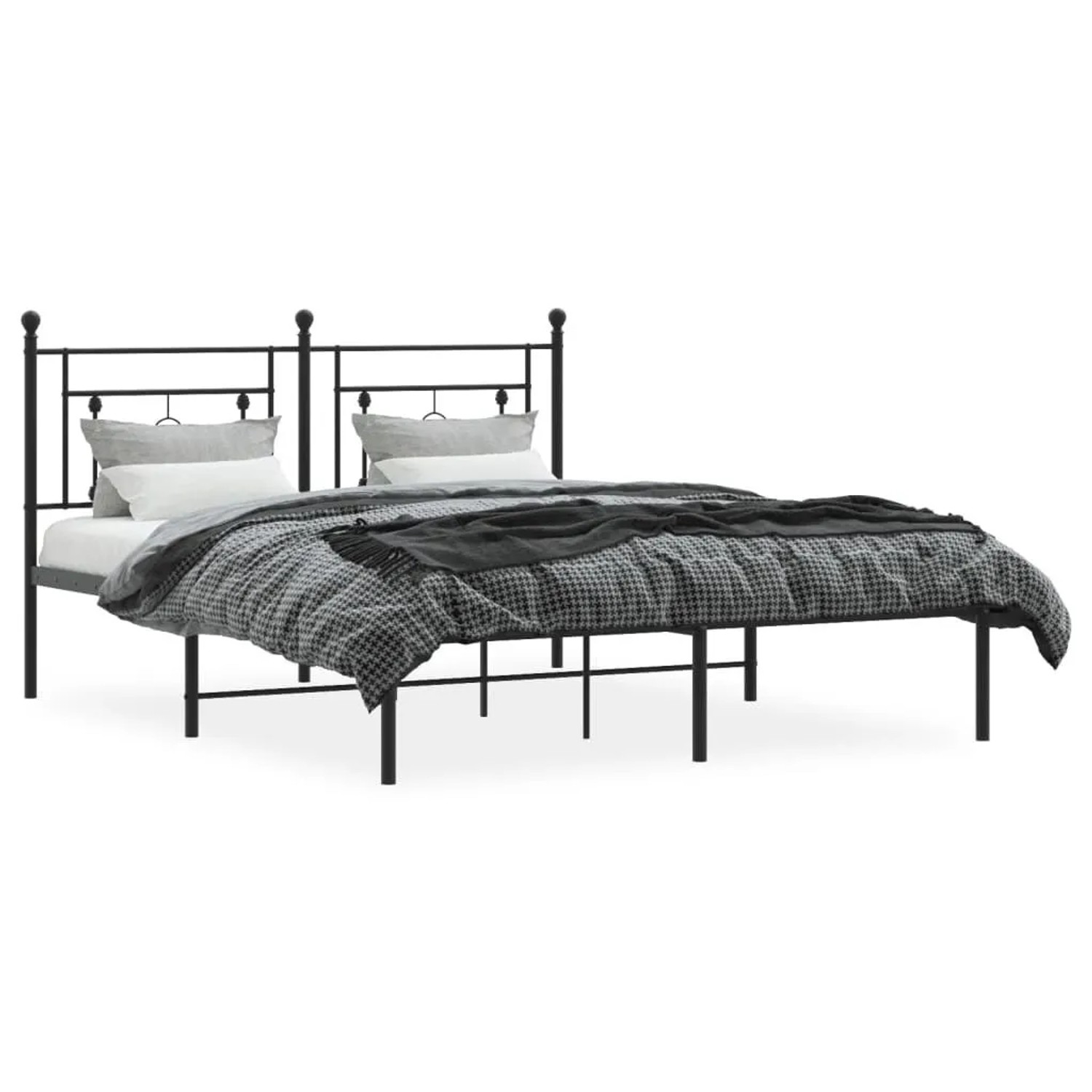 vidaXL Bettgestell mit Kopfteil Metall Schwarz 160x200 cm 374342 günstig online kaufen