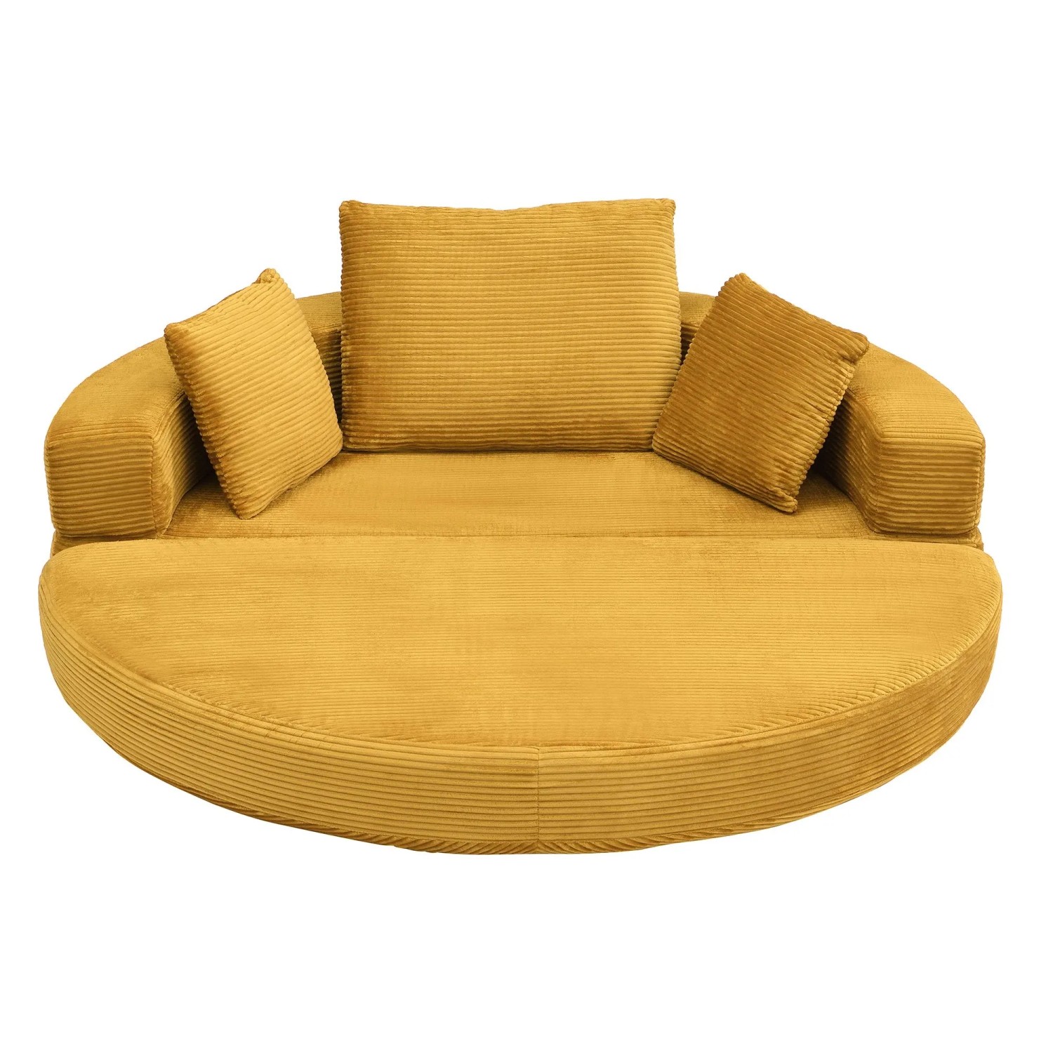 PXloue Klappsofabett 173x176 cm Boneless Sofa Modulares Schlafsofa aus Cordstoff mit 3 Kissen Gelb