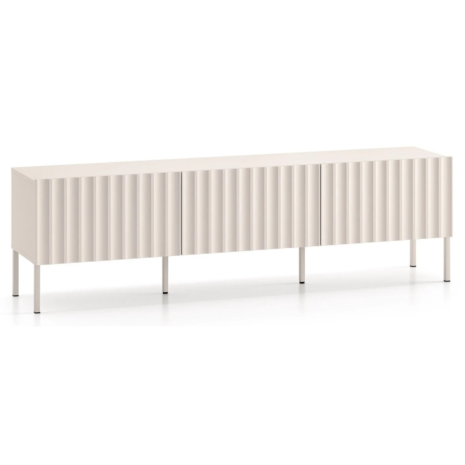 TV-Lowboard Derriva 170 cm Kaschmir mit geriffelten Fronten