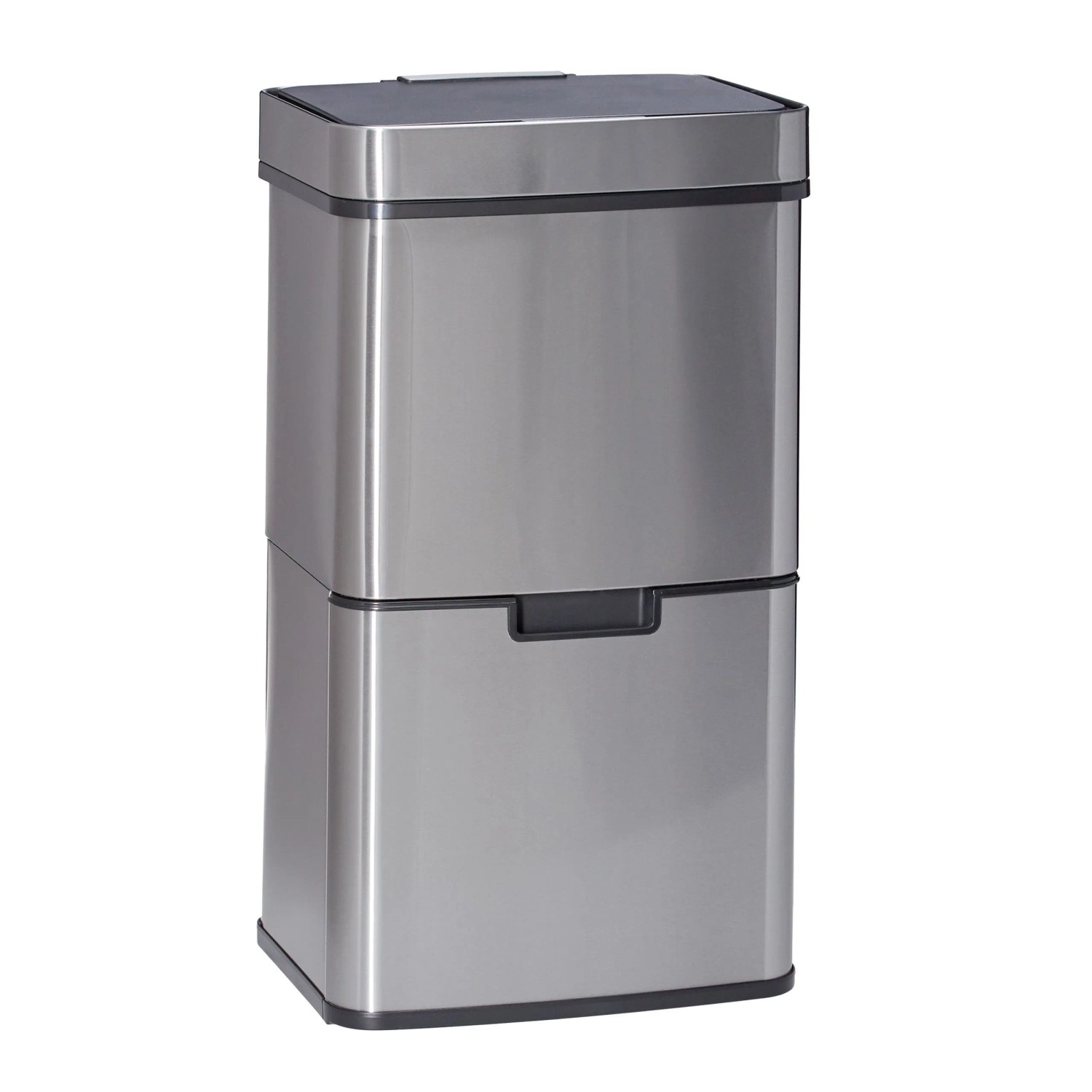Relaxdays Mülltrennsystem Edelstahl Kunststoff Silber 3-fach mit Sensor 74,5 cm x 42 cm x 31,5 cm 7,9 kg