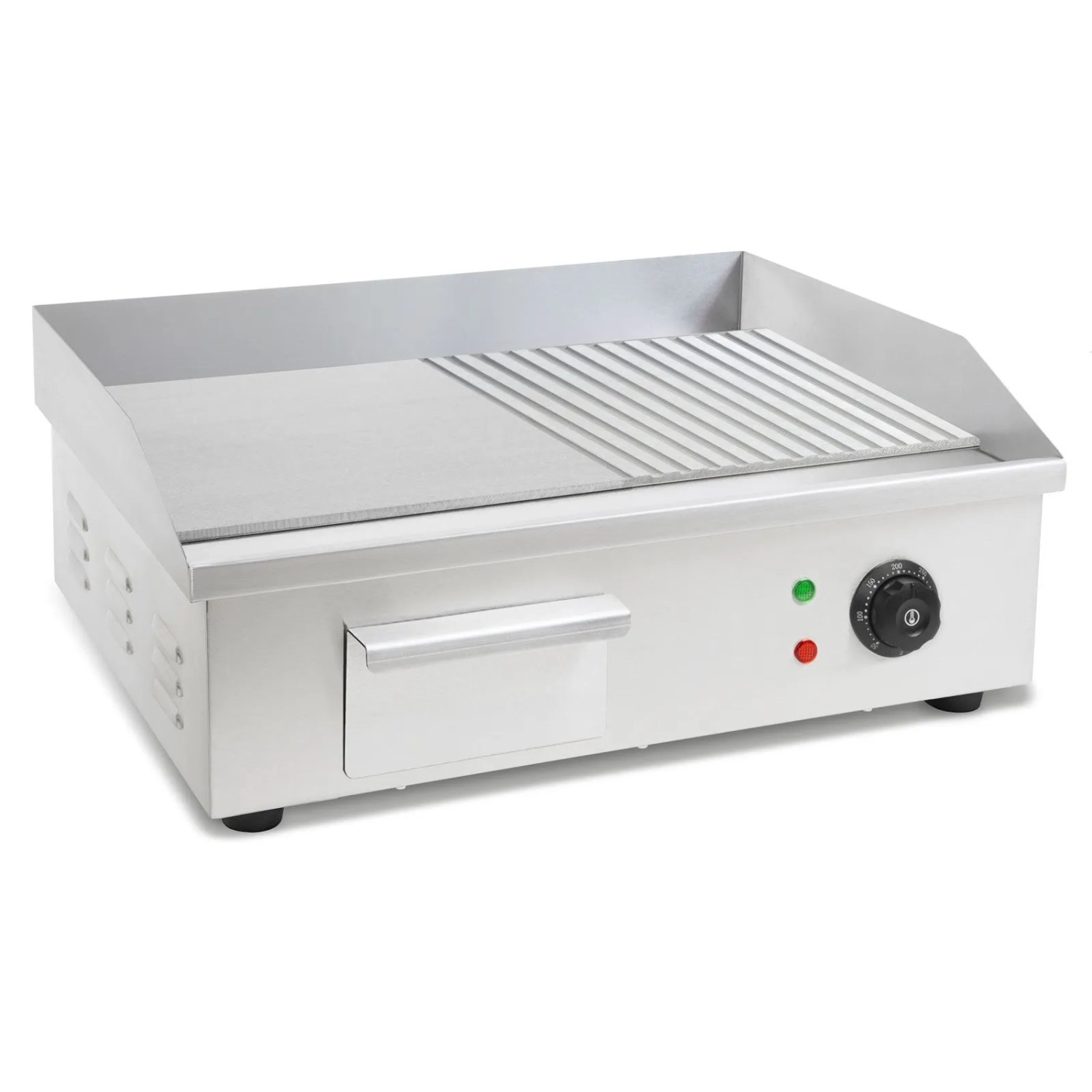 VERTES Elektro Grillplatte 3000 W Plancha Edelstahl Glatt & Gerillt 55 x 35 cm 50 bis 300 °C_4