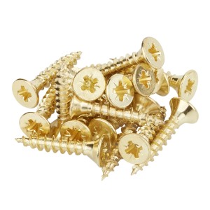 SOTECH Befestigungsschrauben 3x16mm in Messingoptik, Kreuzschlitz, für Möbelscharniere.