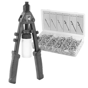 STAHLWERK Nietzangen Set mit Blindnietzange, Hebelnietzange, 500 Nieten und Transportbox.