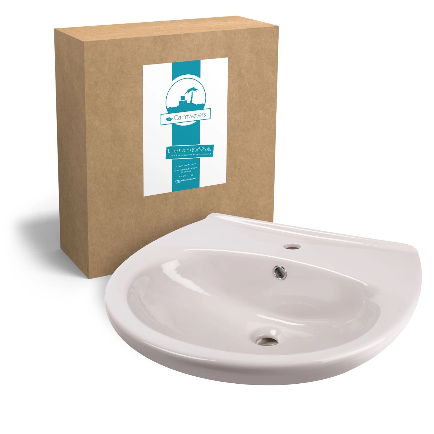 Calmwaters Hänge-Waschbecken 60 x 50 cm Manhattan-Grau Oval  