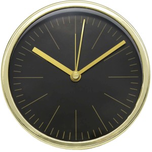 Wall-Art Wecker in Gold-Optik mit schwarzem Ziffernblatt, Durchmesser 11,2 cm.
