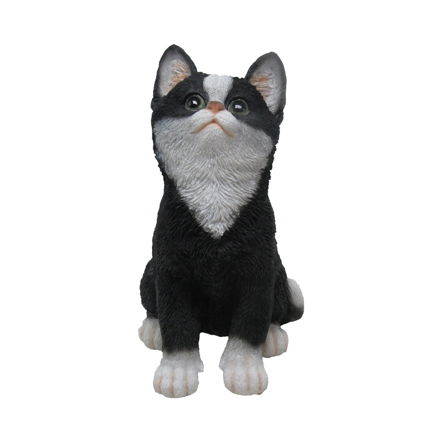 Sitzende Deko-Katze (schwarz-weiß) von Sunny Garden, 20 cm, aus Polyresin.