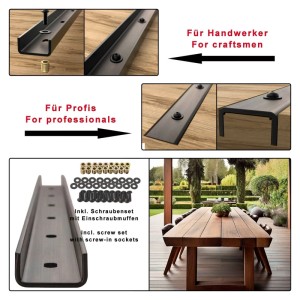 SOTECH 3 Stück Gratleisten U-Form 800 x 40 x 20 mm Vintage Look für Tischplatten