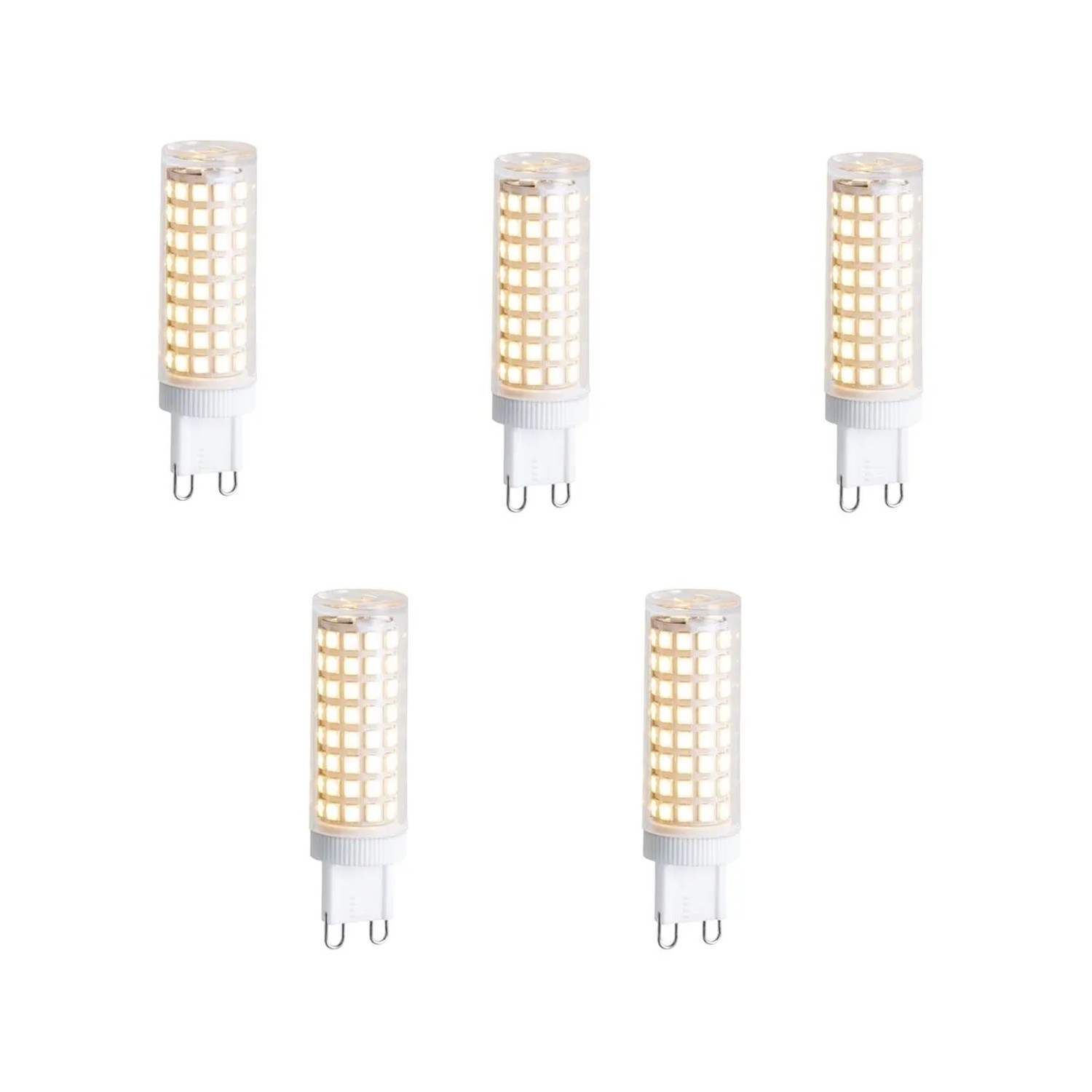 LUEDD Set mit 5 G9 Dimmbaren LED Lampen 5,5W 500,m 2700K