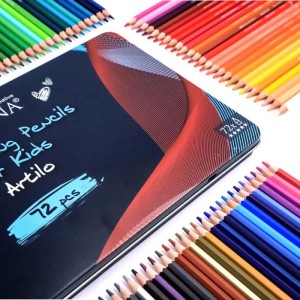 Artina Artilo Buntstifte, 72er Set für Kinder und Schule, in Metallbox. Künstlerfarben.