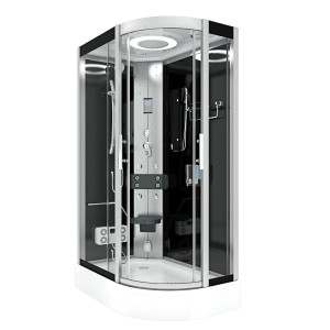 AquaVapore Duschkabine D60-73T2R-EC, 80x120 cm, mit Dampfsauna und schwarzer Rückwand.