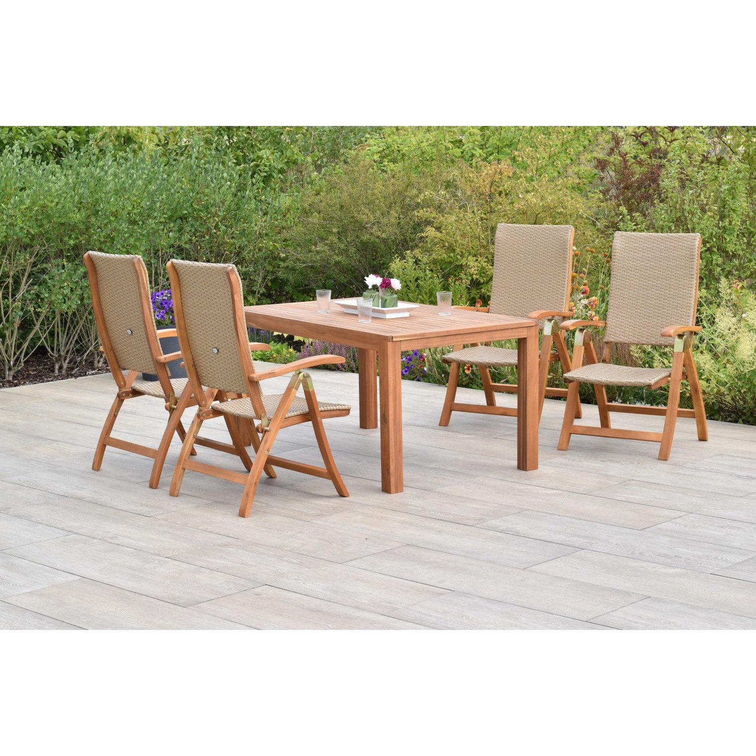 Merxx Capri Gartenmöbel-Set 5-tlg. mit Gartentisch Ausziehbar 150/200 x 90 günstig online kaufen