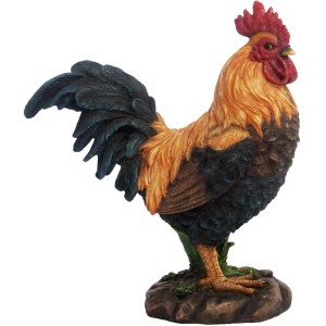 Dekorative Hahn Figur, 36 cm, für die Gartendekoration. Wetterfeste Gartendeko aus Polyresin.