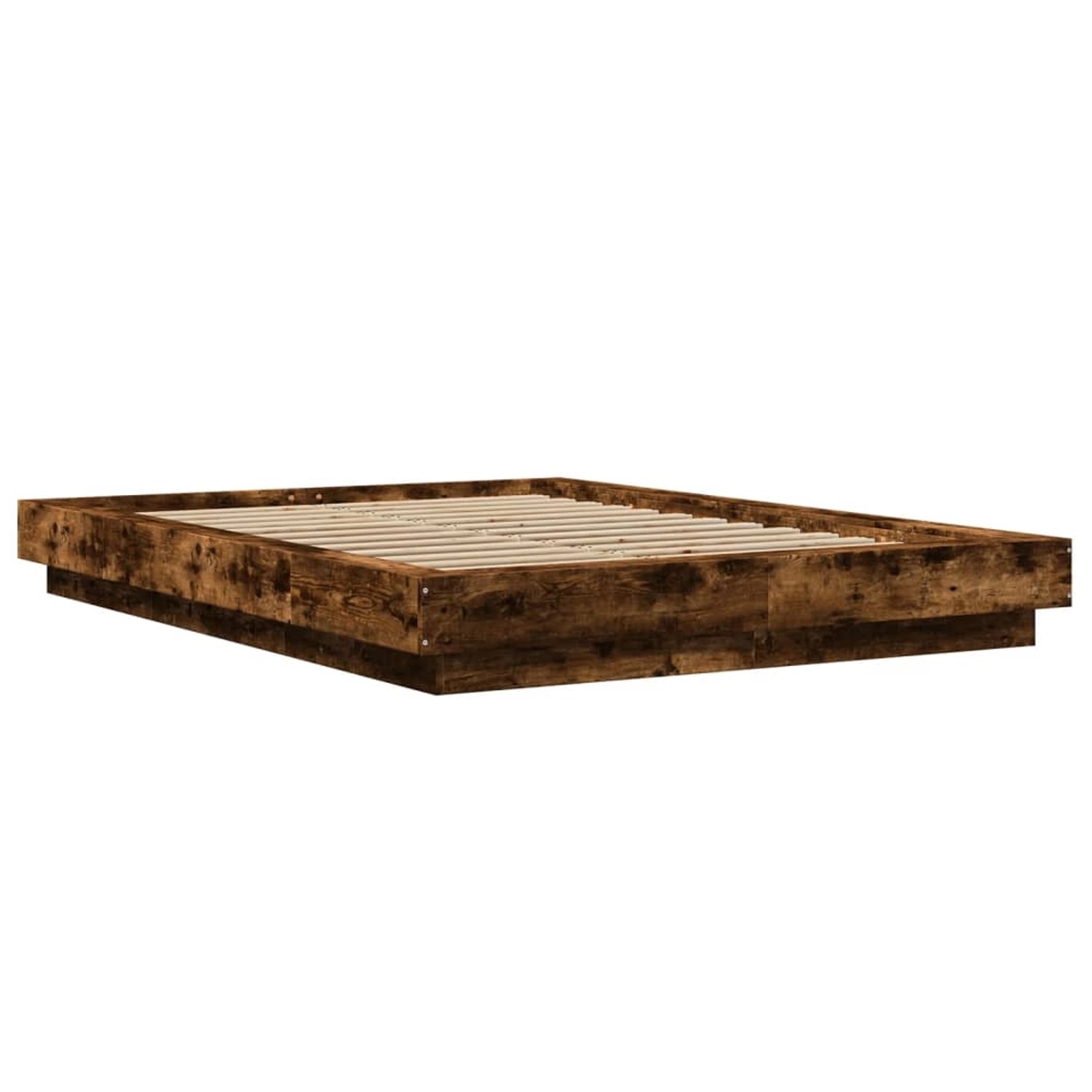 vidaXL Bettgestell mit LED Räuchereiche 120x190 cm Holzwerkstoff 3281144 günstig online kaufen