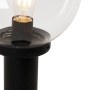 Schwarze QAZQA Außenleuchte Sfera mit klarer Kugel, 50 cm hoch, geeignet für den Außenbereich.