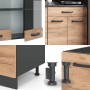Vicco Singleküche R-Line, 140 cm, Eiche/Anthrazit, ohne Arbeitsplatte. Details zu Fronten, Füßen und Schrank.