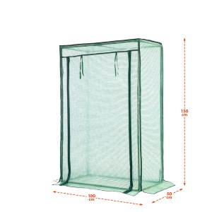 Grünes KARAT Gewächshaus Botanika, eckig, 100x150x50 cm, mit Stahlrahmen und Folie.