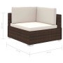 Braune vidaXL Gartenlounge Ecke aus Polyrattan mit cremefarbenen Auflagen.