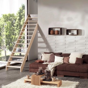 Treppen Intercon Holztreppe Casablanca Raumspartreppe Fichte Massiv Naturbelassen Gerade Mit 60 cm Treppenbreite Ohne Geländer Ohne Setzstufen