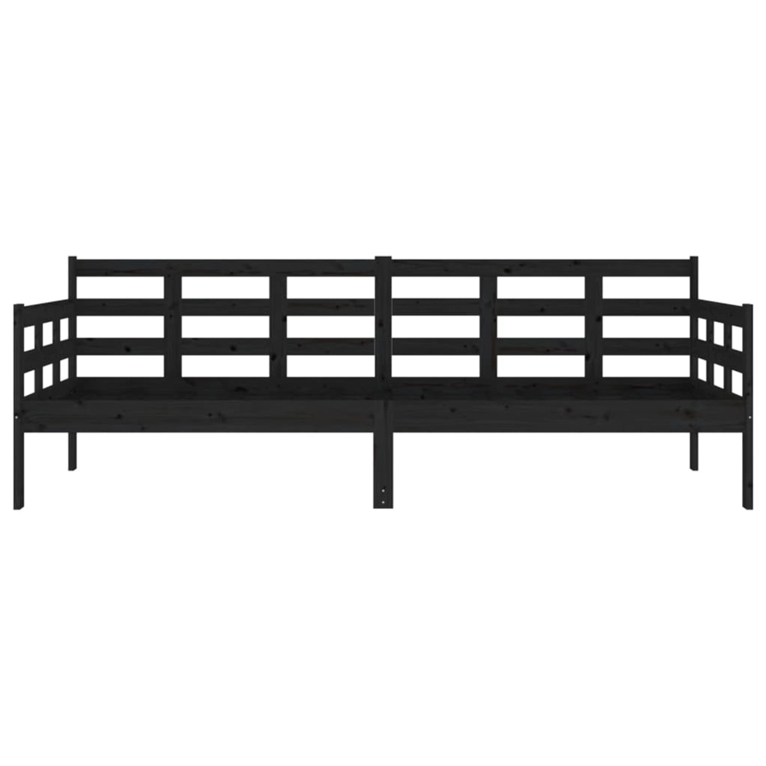 Schwarzes vidaXL Tagesbett aus Kiefernholz, 80x200 cm, ideal als Bett oder Sofa.