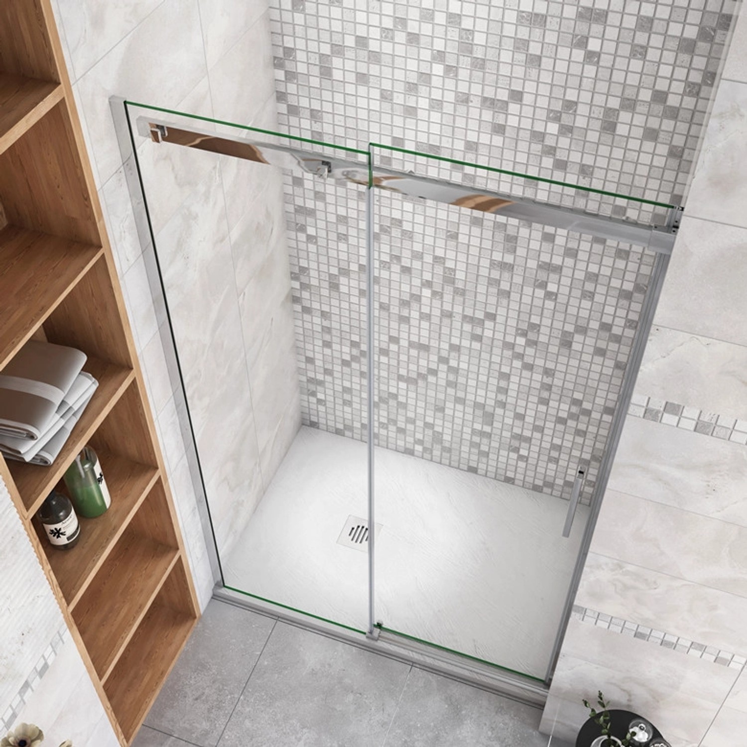 Duschparadies Nischentür Duschtür 100x195cm Schiebetür 6mm Sicherheitsglas Dusche Duschabtrennung Hochglanz Verchromt_2
