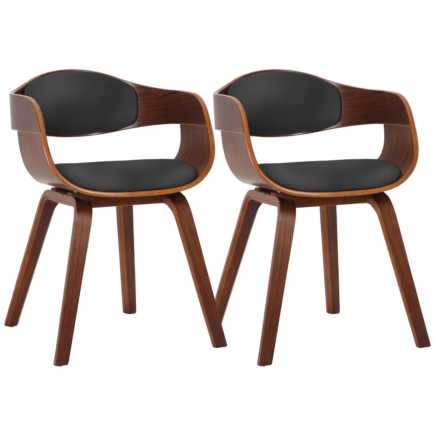 CLP 2er Set Stühle Kingston Kunstleder Walnuss/Schwarz