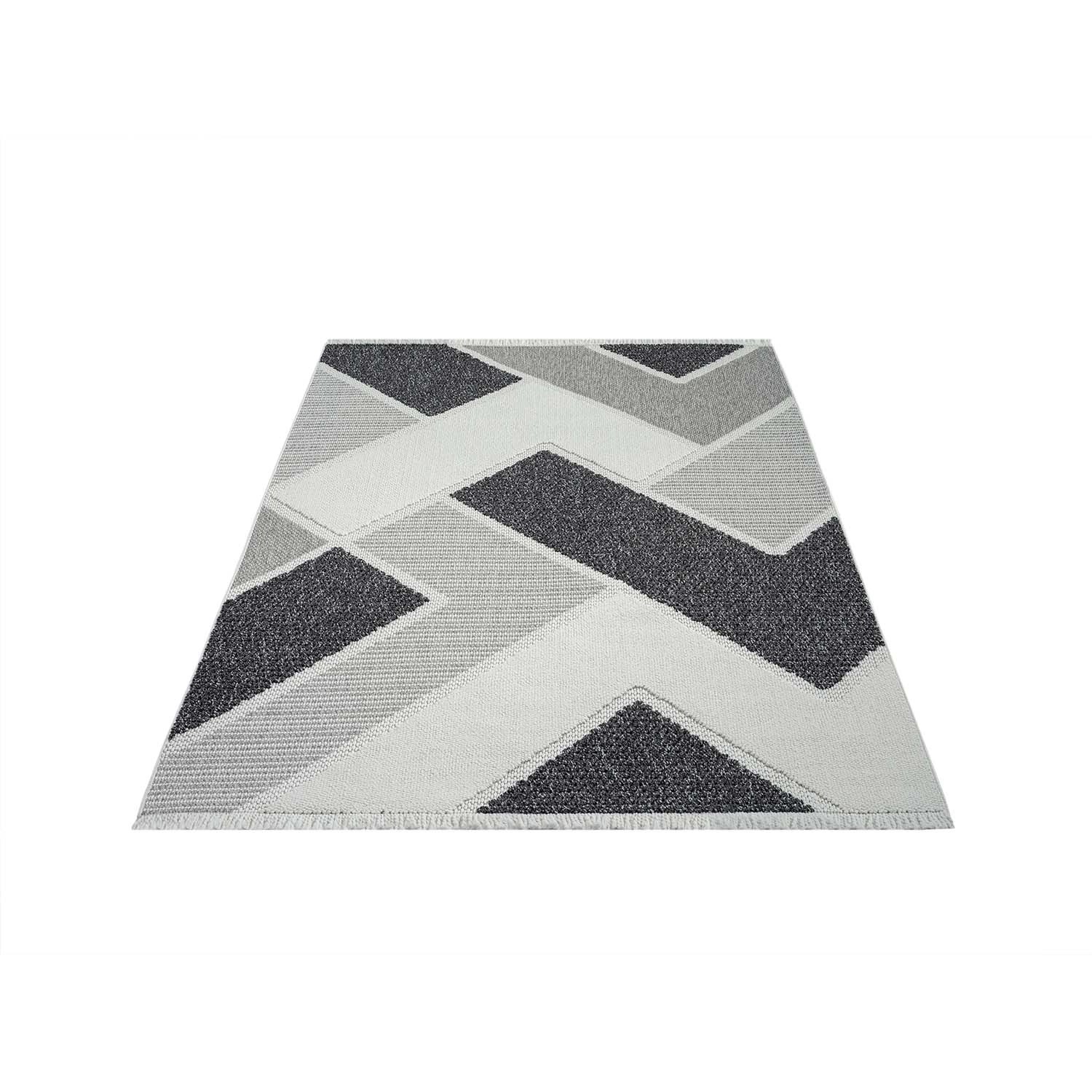 payé Teppich Linda 77 Kurzflor 140x200 cm Grau Geo-Muster günstig online kaufen