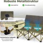 Grüner Costway Campingstuhl für 2 Personen. Robuster Metallrahmen, gepolsterter Sitz, 300 kg Tragkraft.