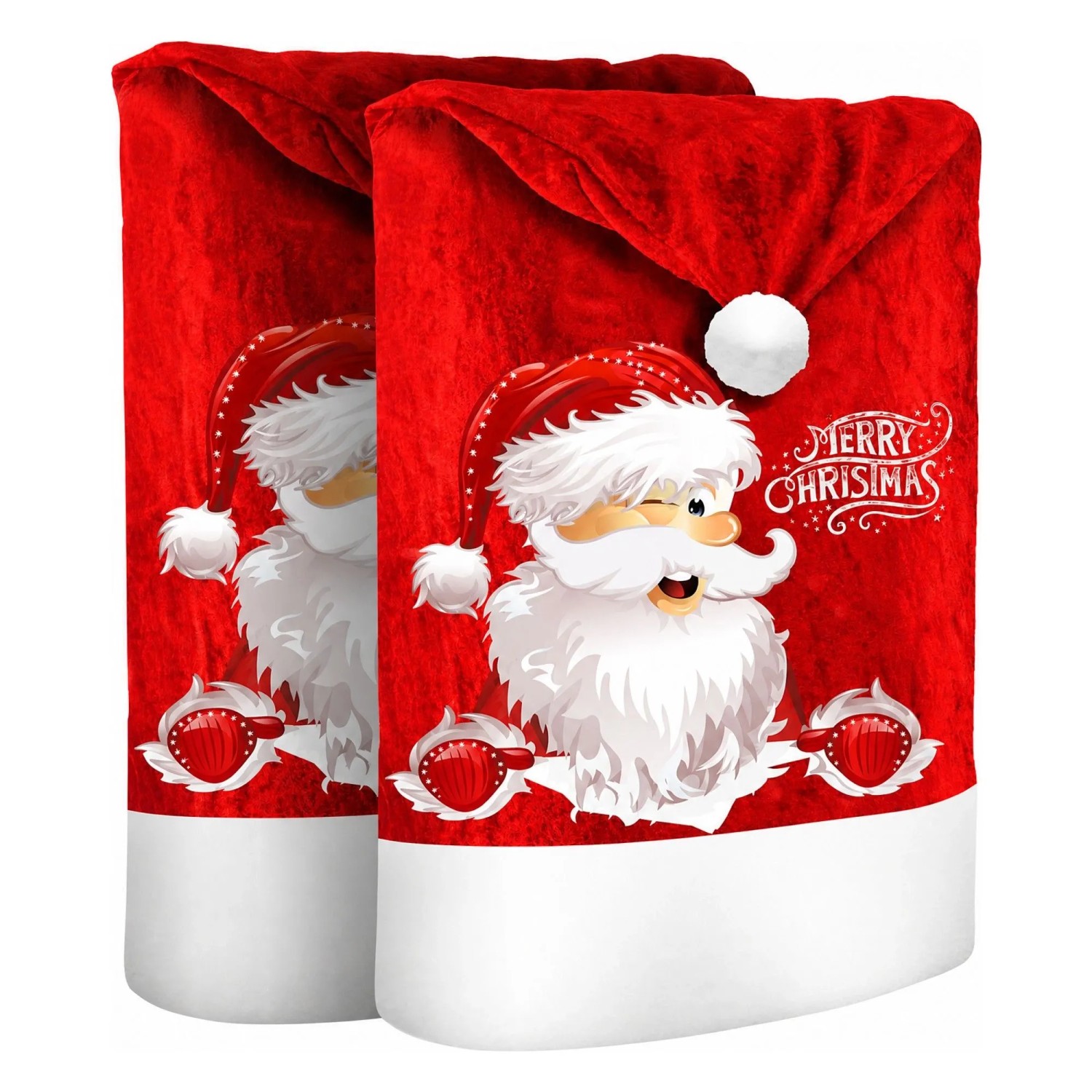 KESSER Weihnachtsstuhlüberzüge Set Motiv Weihnachtsmann Rot Weiß 4 Stück