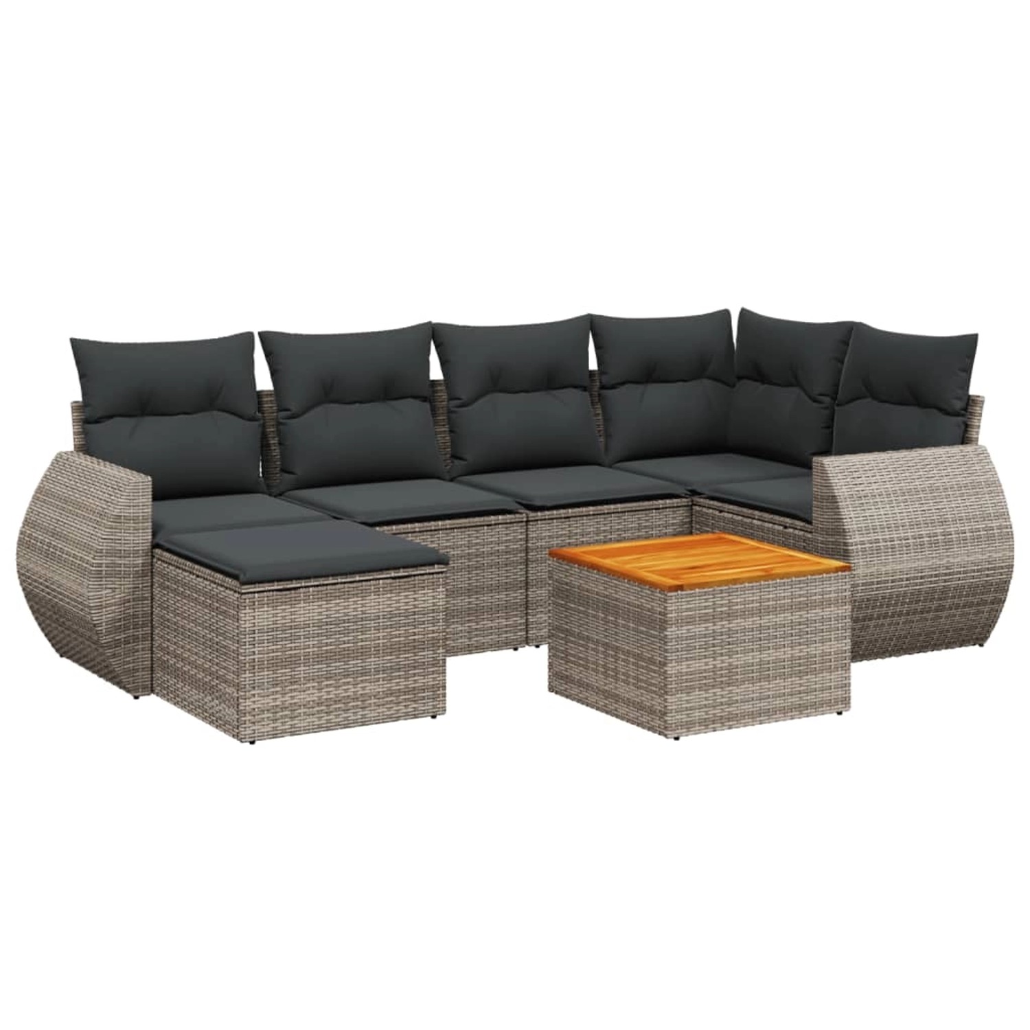 vidaXL 7-tlg Garten-Sofagarnitur mit Kissen Grau Poly Rattan Modell 129 günstig online kaufen