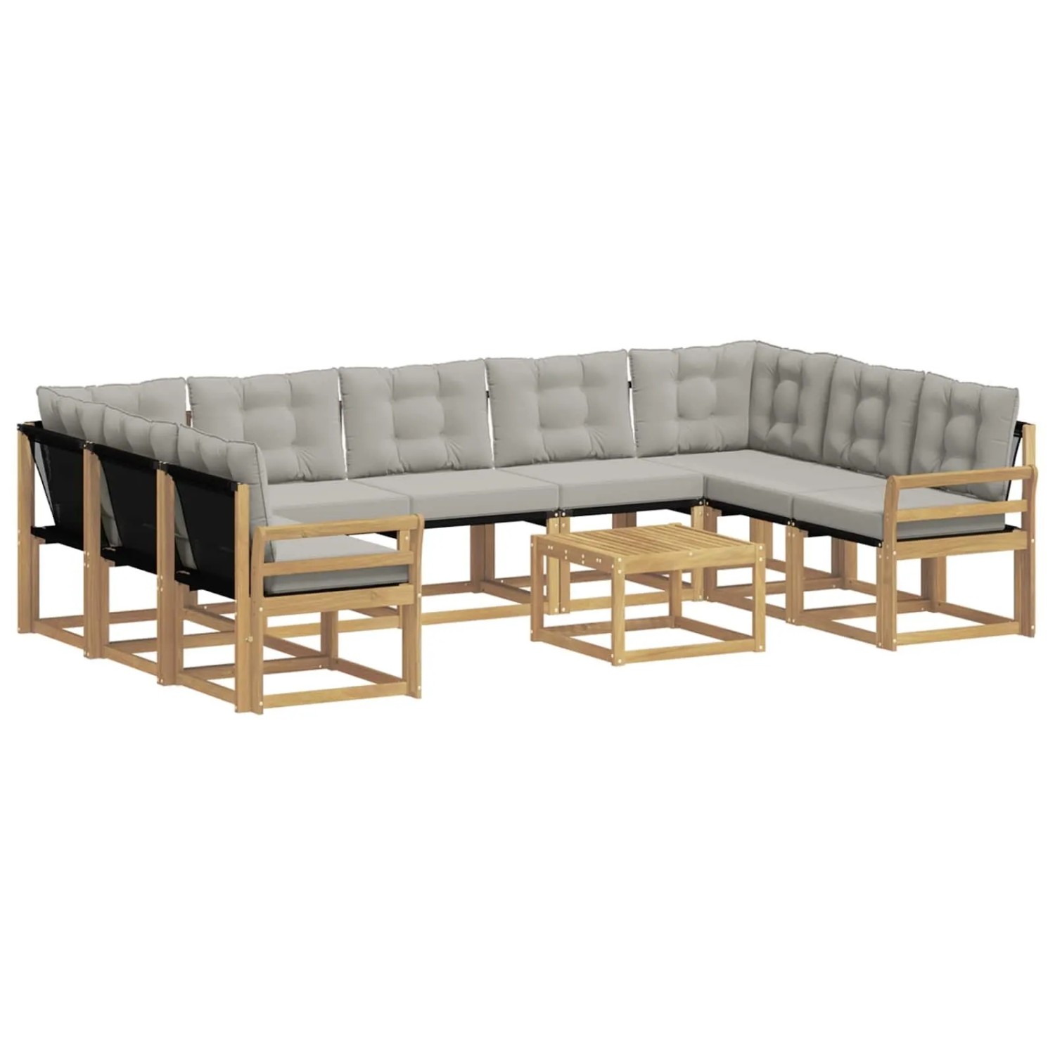 vidaXL Outdoor-Sofagarnitur mit Kissen 10 Stk Weiß und Hellgrau 3389885