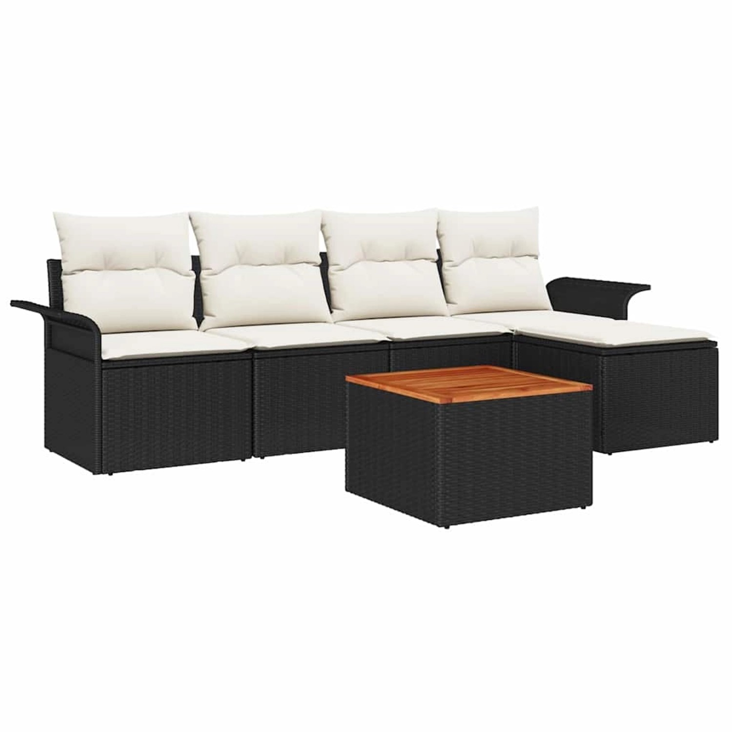 vidaXL Garten-Sofa-Set 6-Tlg Schwarz Poly Rattan 3347313 günstig online kaufen
