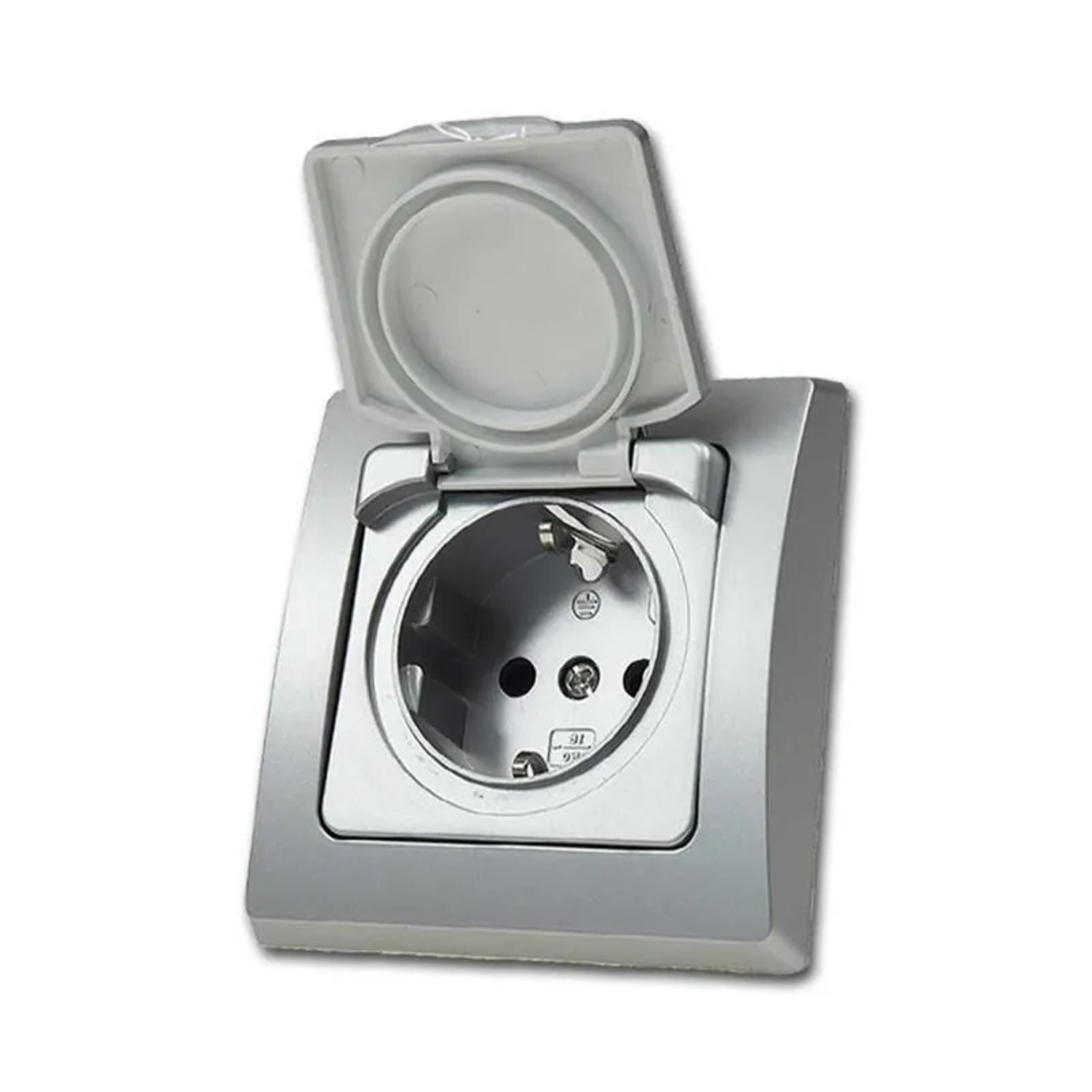 ChiliTec DELPHI Steckdose IP44 Deckel 250V 16A UP Silber
