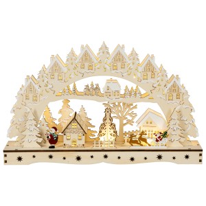 HGD LED-Lichterbogen mit Weihnachtsmotiven, batteriebetrieben und mit Timer, 45x33cm.