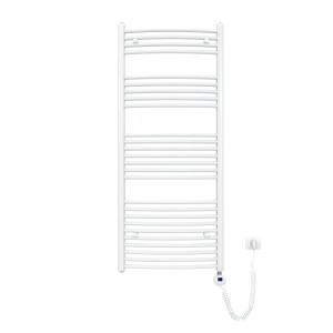 Emke Elektrischer Badheizkörper Gebogen mit Thermostat Handtuchtrockner mit Heizstab 140x60cm 600W Weiß