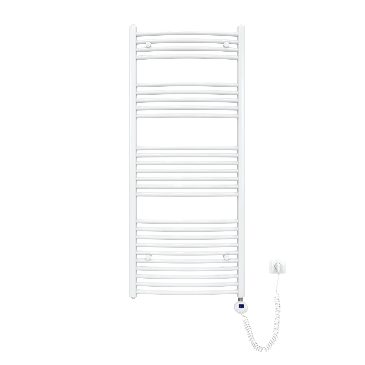 Emke Elektrischer Badheizkörper Gebogen mit Thermostat Handtuchtrockner mit Heizstab 140x60cm 600W Weiß