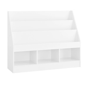 SoBuy Bücherregal Kinderregal mit 3 Ablagefächern und Spielzeug Weiß KMB118-W