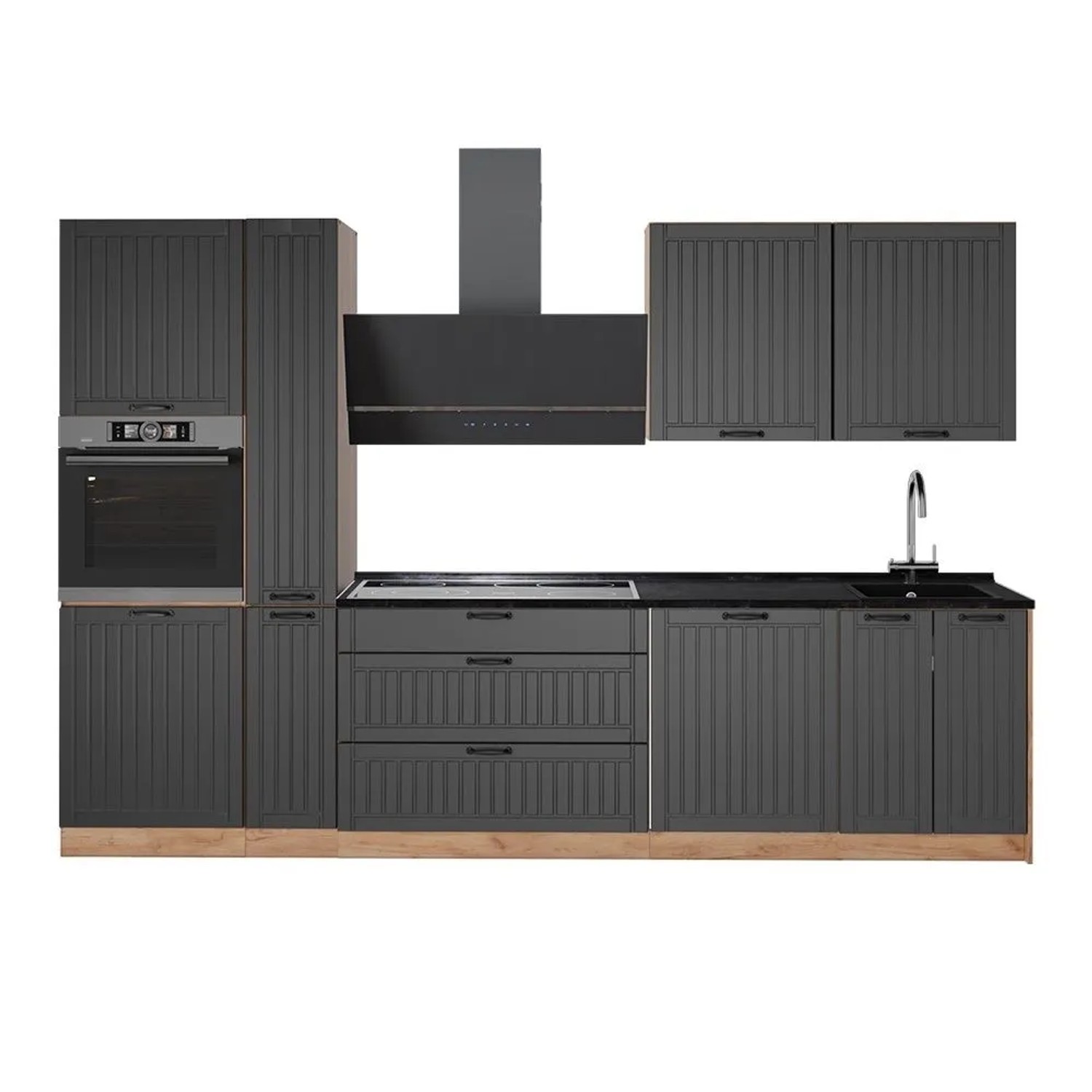 Vicco Küchenzeile Fame-Line Dunkelgrau/Goldkraft Eiche 310 x 207 AP Anthrazit Art Nr 64292