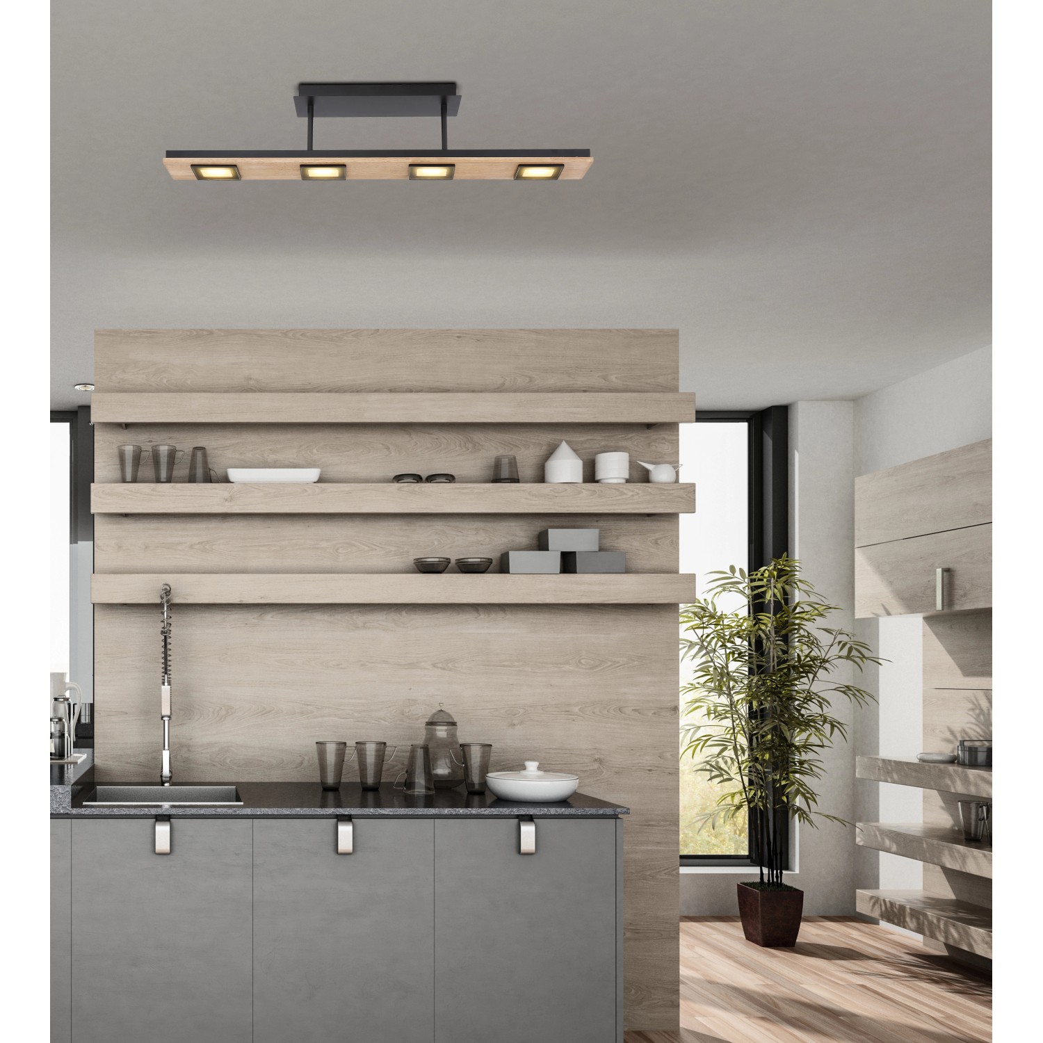 Globo LED-Deckenleuchte Joya 4-flammig Schwarz matt 800 x 80 x 180 mm
