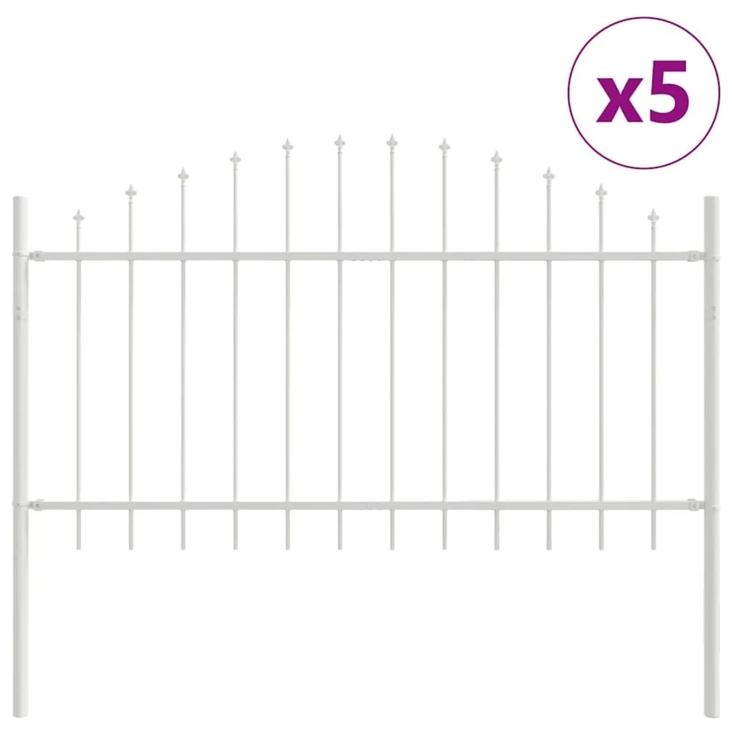 vidaXL Gartenzaun 5 Stk Weiß 170 x 140 cm Pulverbeschichteter Stahl 3360155 günstig online kaufen