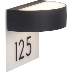 AEG LED-Hausnummerleuchte Monido, anthrazitfarben, mit Hausnummer 125, warmweißes Licht.