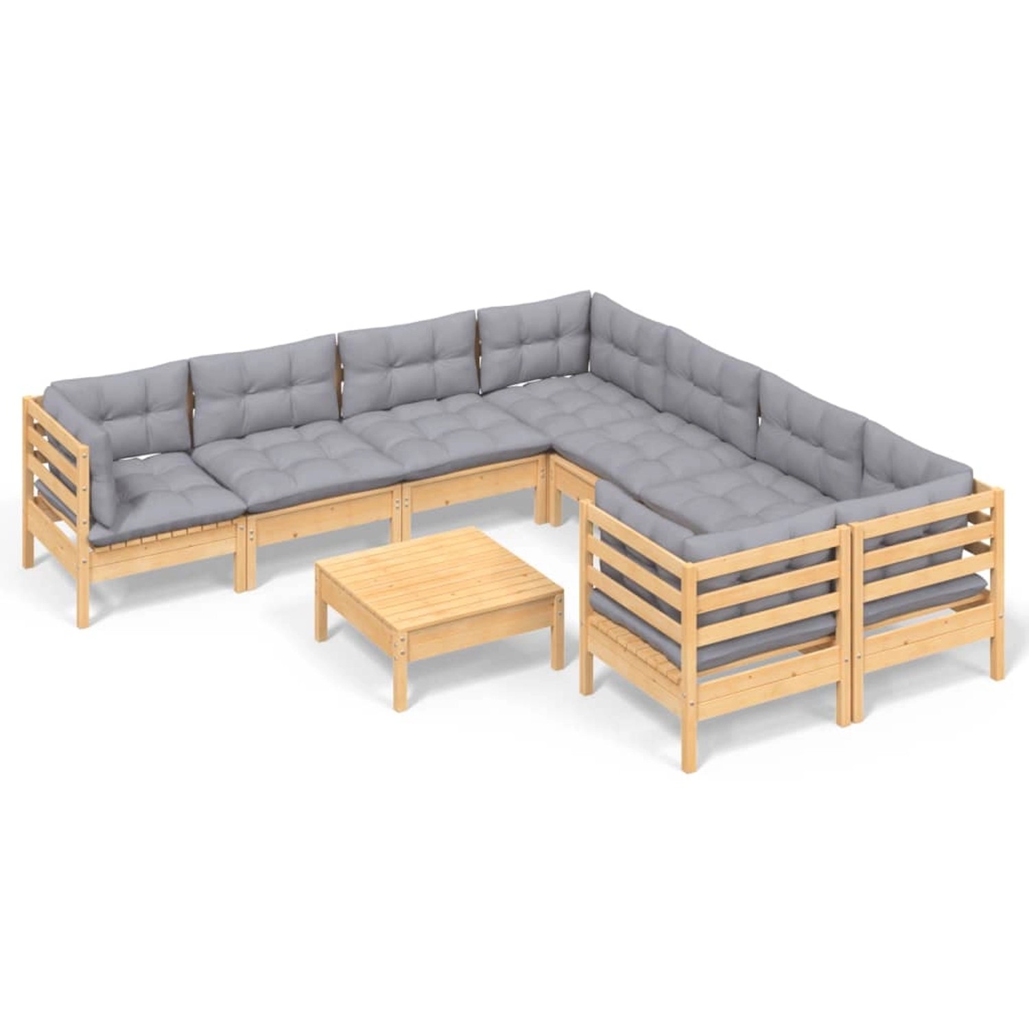 vidaXL 9-Tlg Garten-Lounge-Set mit Grauen Kissen Kiefernholz 3096976 günstig online kaufen