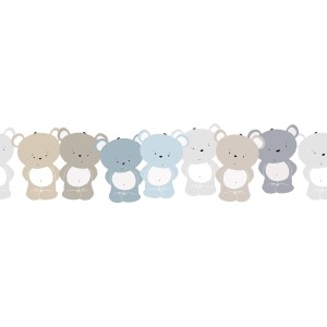 Bricoflor Teddybär Bordüre in Pastell für Baby- und Kinderzimmer.