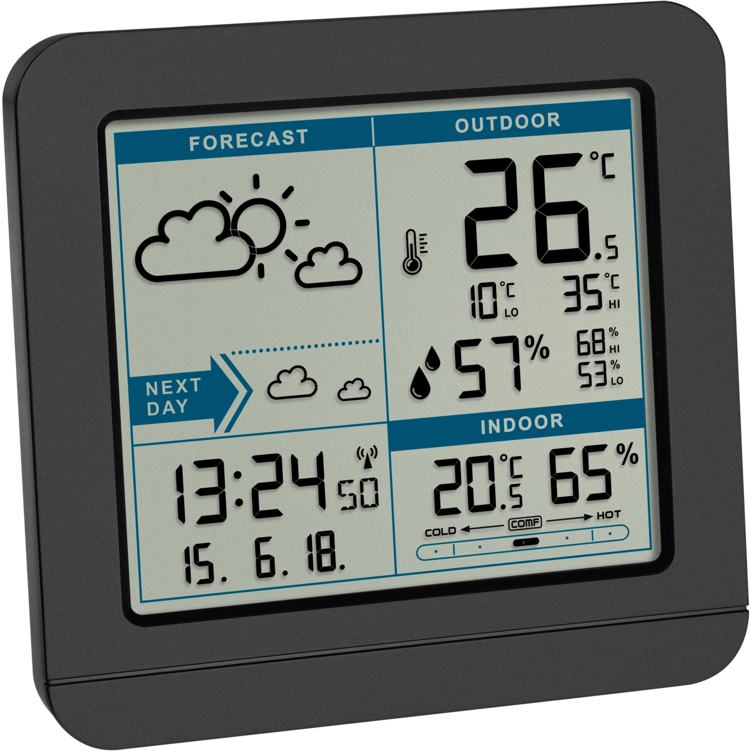 TFA Funk-Wetterstation Sky mit Außensender Schwarz