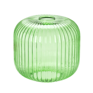 Grüner, gerippter Glas-Lampenschirm Ø 200 mm. Dekoratives Ersatzglas für Leuchten mit strukturierter Oberfläche.