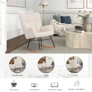 PXloue Schaukelstuhl mit Holzkufen Schaukelsessel aus Samt für Wohnzimmer